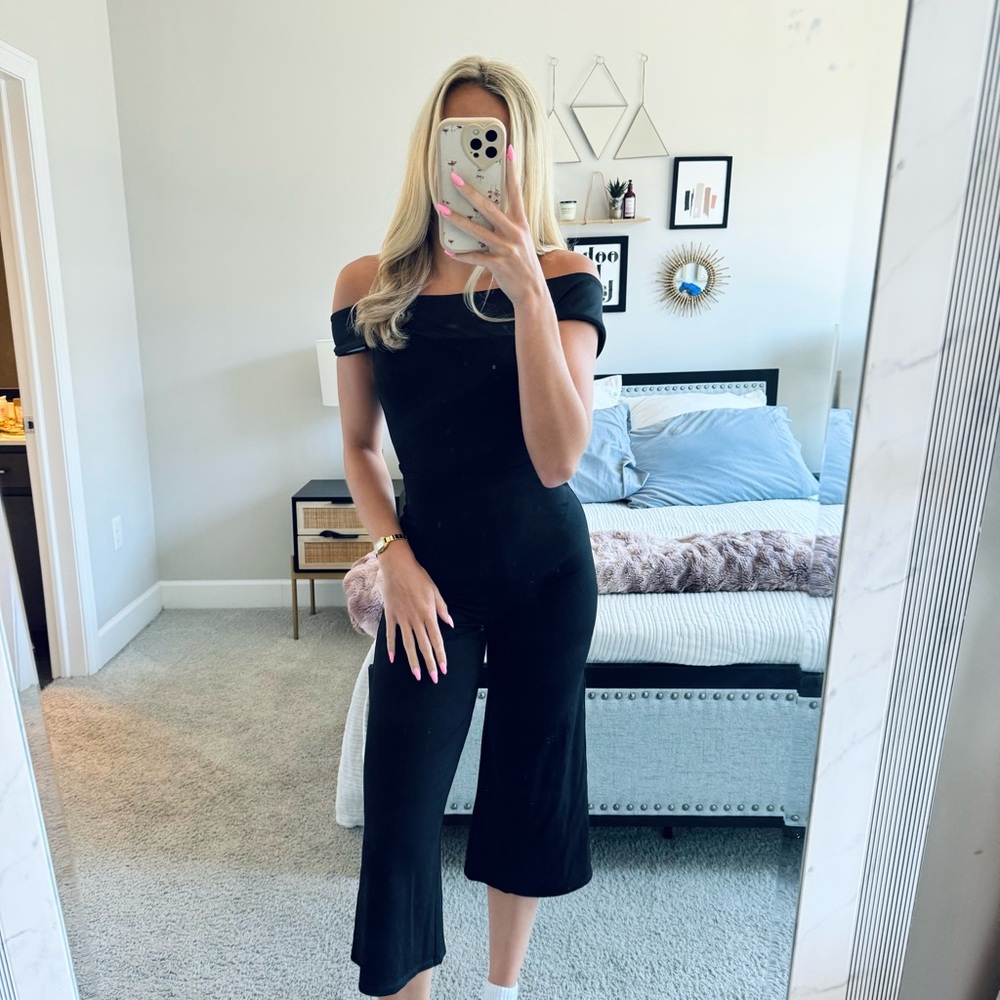 Lovers + Friends Black Off Shoulder Jumpsuit NWT
